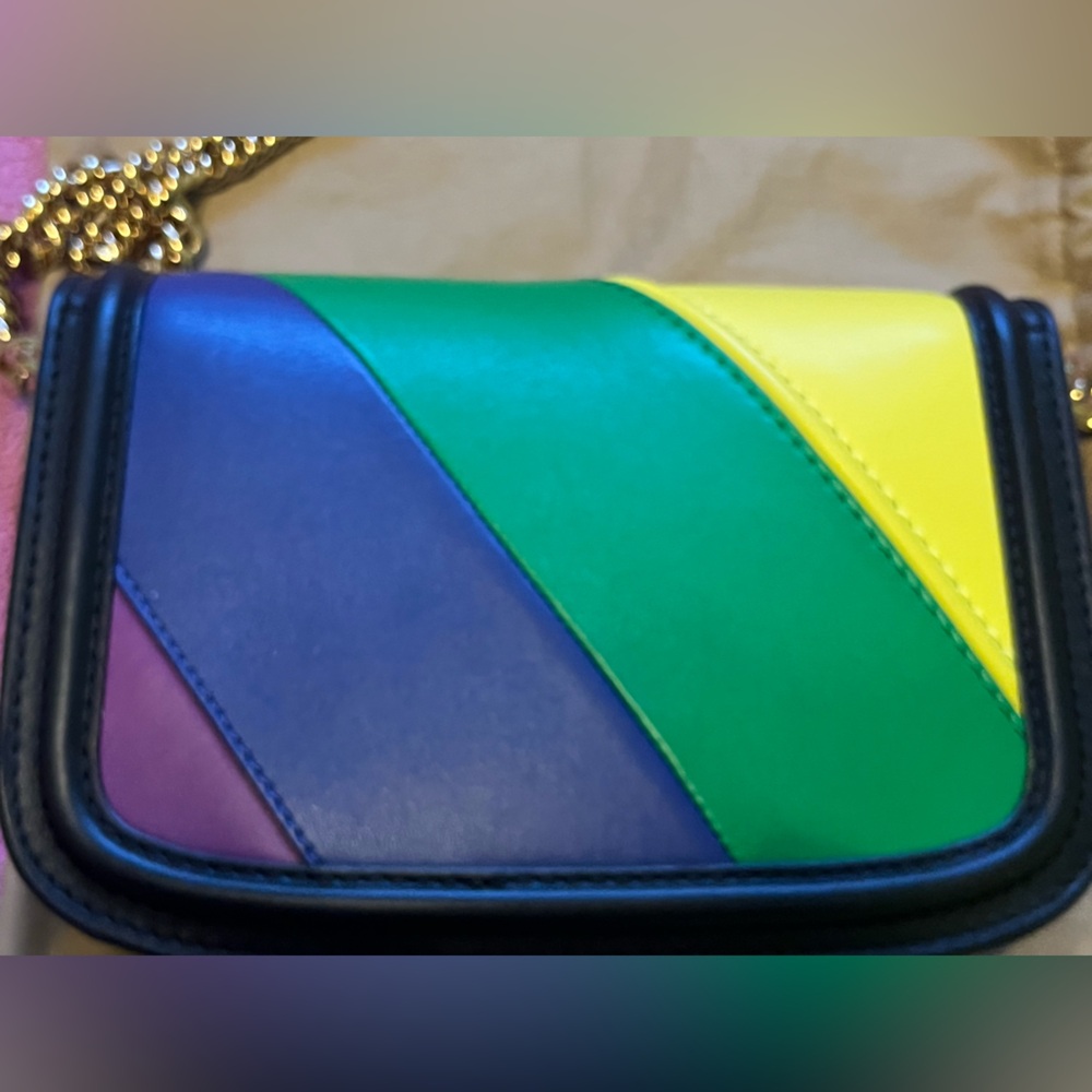 Burberry Runway Rainbow Stripe Crosslink Chain Bag Made in Italy w/Card Dust Bag - Picture 6 of 16